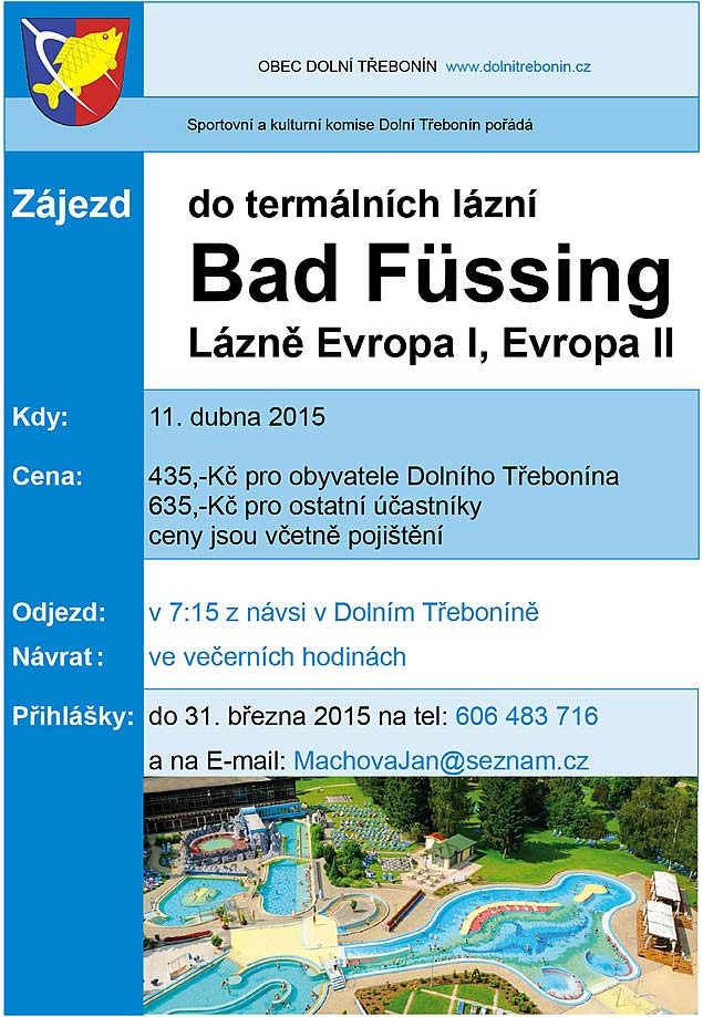 Zájezd do termálních lázní Bad Füssing 11. dubna 2015