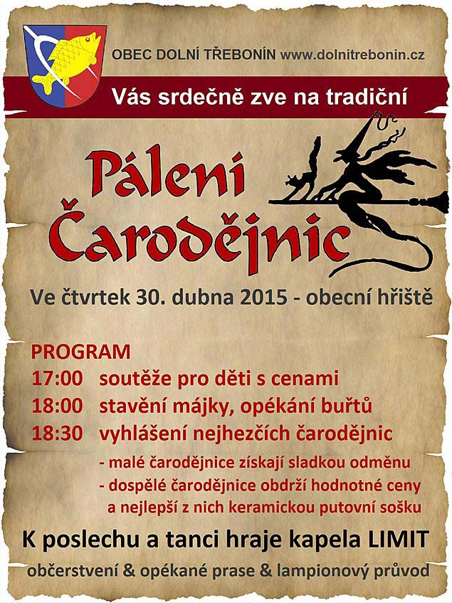 Pálení čarodějnic 2015 v Dolním Třeboníně