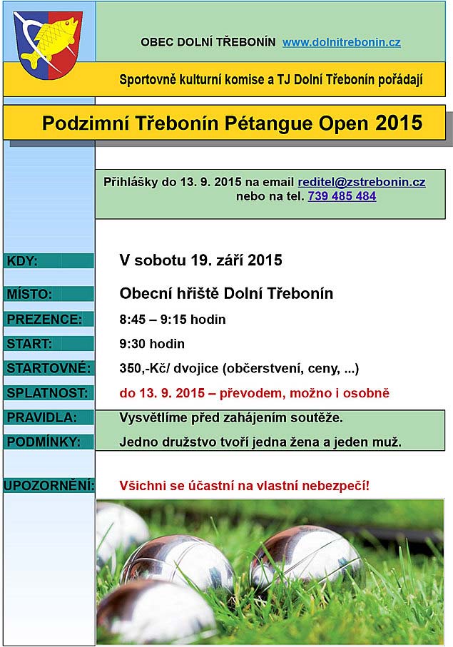 Podzimní Třebonín Petangue Open 19.9.2015