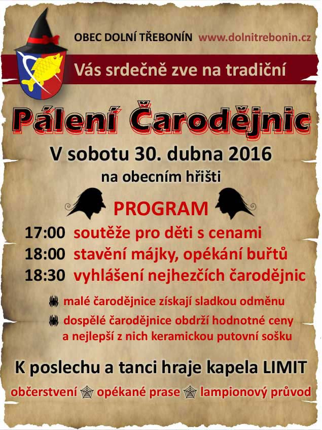 Pálení čarodějnic 2016 v Dolním Třeboníně