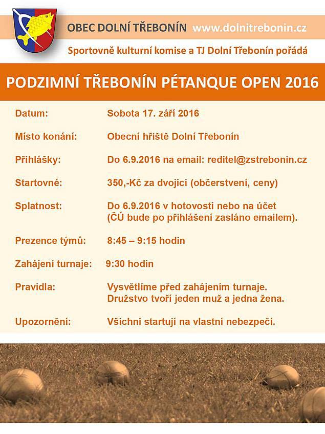Podzimní Třebonín Petangue Open 17.9.2016