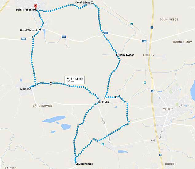 Dětský cyklovýlet 3.9.2016 - mapa trasy