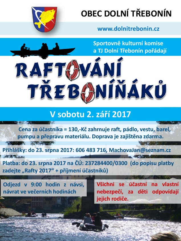 Raftování Třeboníňáků 2.9.2017