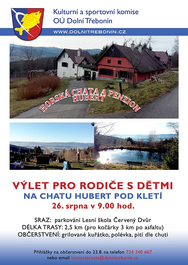 Výlet pro rodiče s dětmi do chaty Hubert pod Kletí 26. srpna v 9.00 hod.