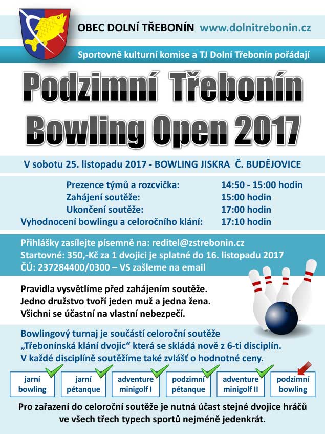 Podzimní Třebonín Bowling Open 25.11.2017