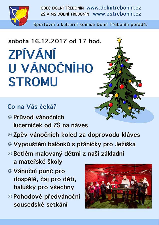 Zpívání u vánočního stromu v Dolním Třeboníně 16.12.2017