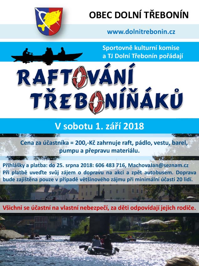 Raftování Třeboníňáků 1.9.2018