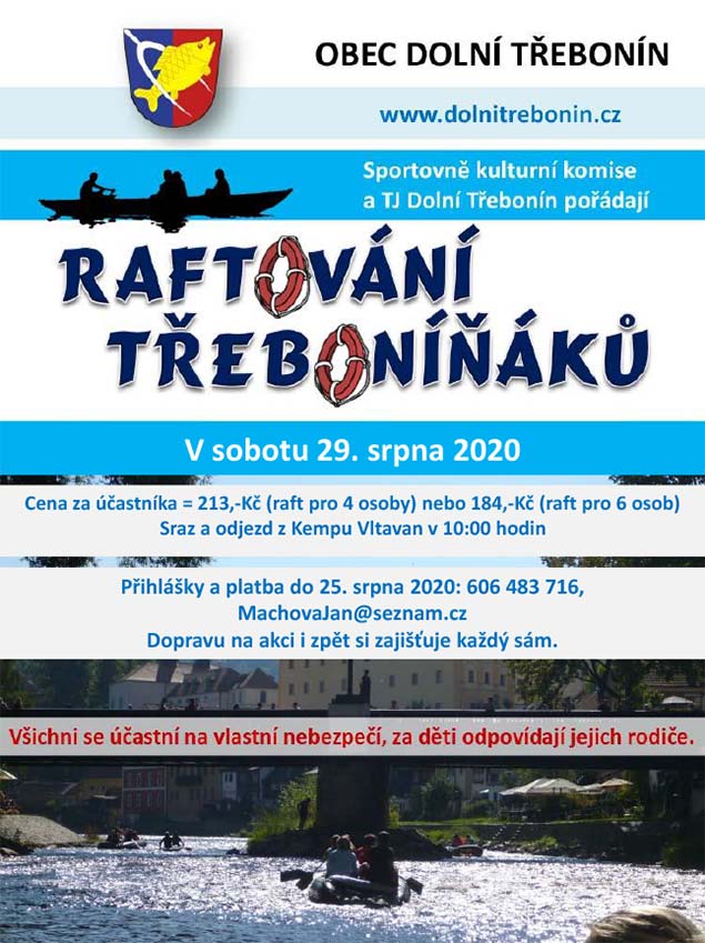 Raftování Třeboníňáků 29.8.2020