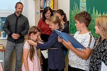 Zahájení školního roku v ZŠ a MŠ Dolní Třebonín 1.9.2020, foto: Lubor Mrázek