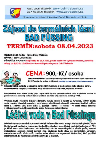 Zájezd do termálních lázní Bad Füssing 8. 4. 2023