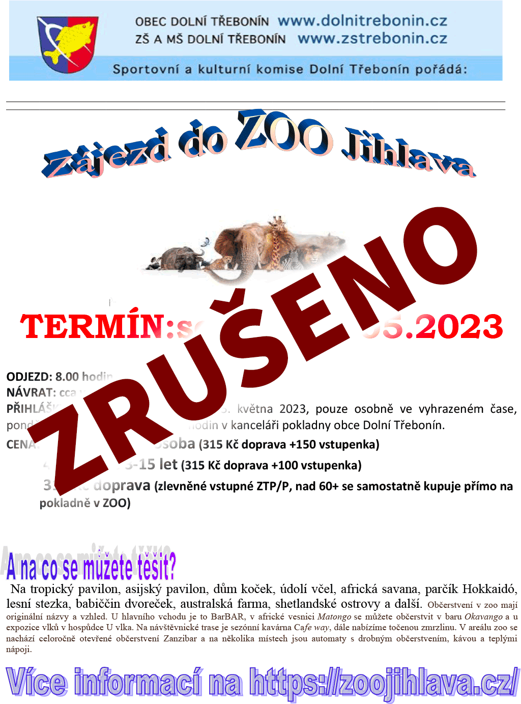 Zájezd do ZOO Jihlava 20. 5. 2023