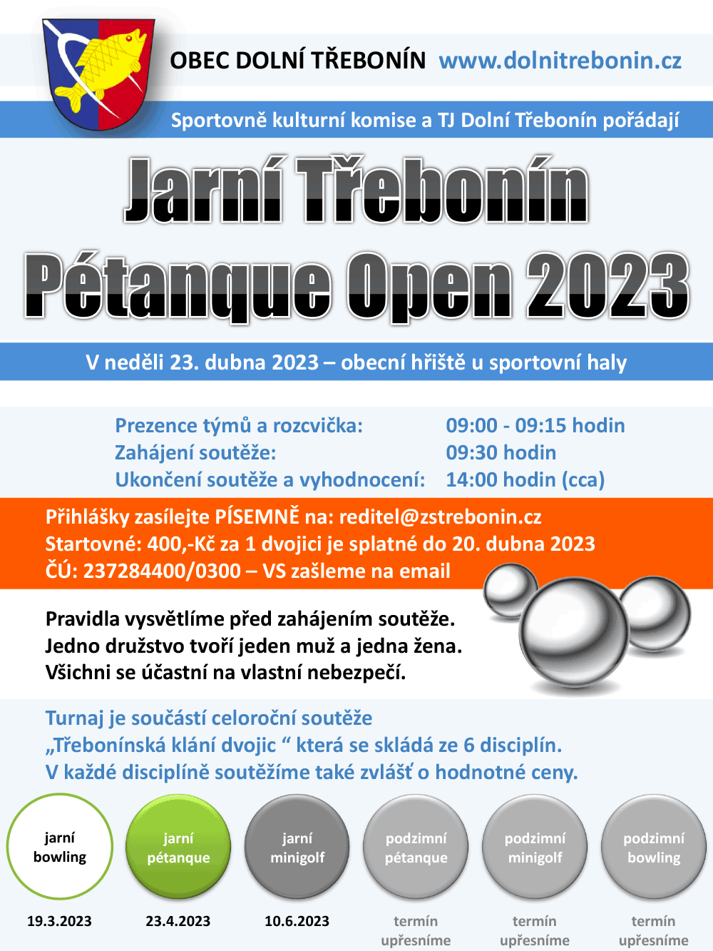 Jarní Třebonín Petangue Open 23. 4. 2023