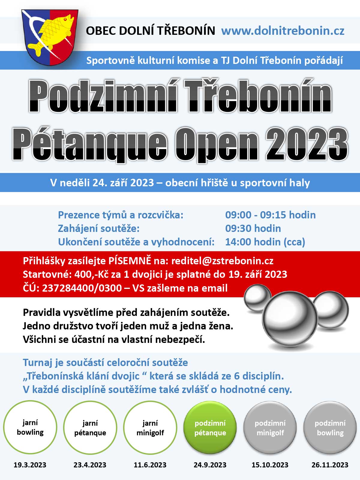 Podzimní Třebonín Petanque Open 24.9.2023