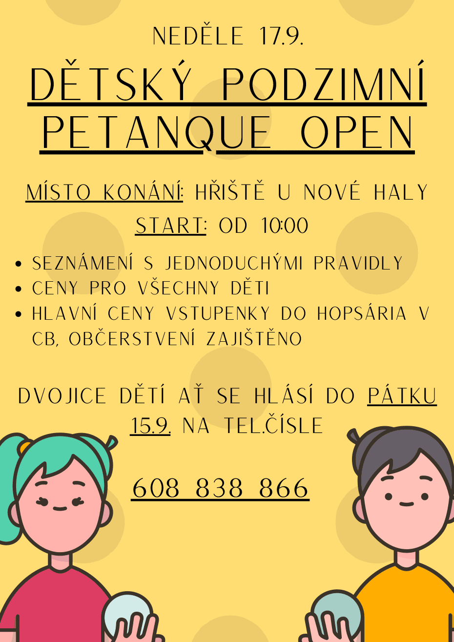 Podzimní Dětský Třebonín Petangue Open 17. září 2023