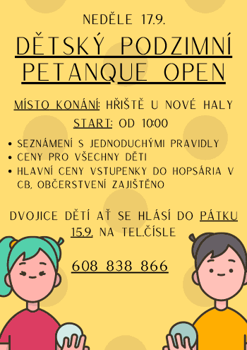 Podzimní Dětský Třebonín Petangue Open 2023
