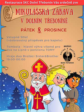 Mikulášská zábava v Dolním Třeboníně, restaurace SKC Dolní Třebonín 8.12.2023