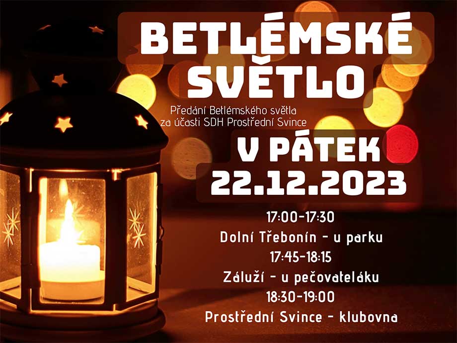 Předání betlémského světla v pátek 22. 12. 2023