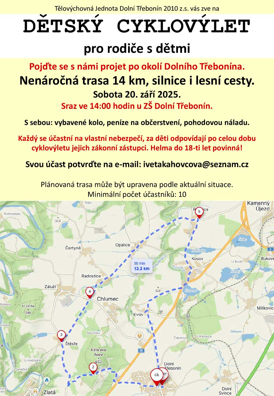 Dětský cyklovýlet 20. 9. 2025