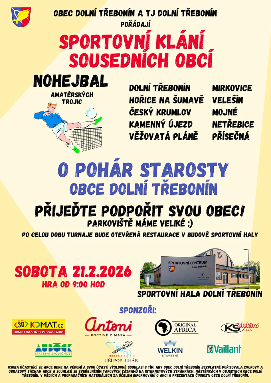 Nohejbalový turnaj - sportovní klání sousedních obcí 21. 2. 2026