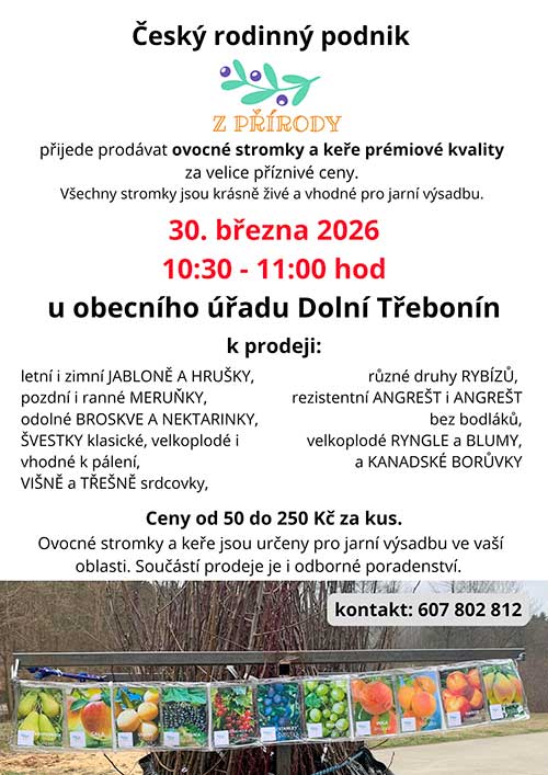 Prodej ovocných stromků a&nbsp;keřů 30. 3. 2026