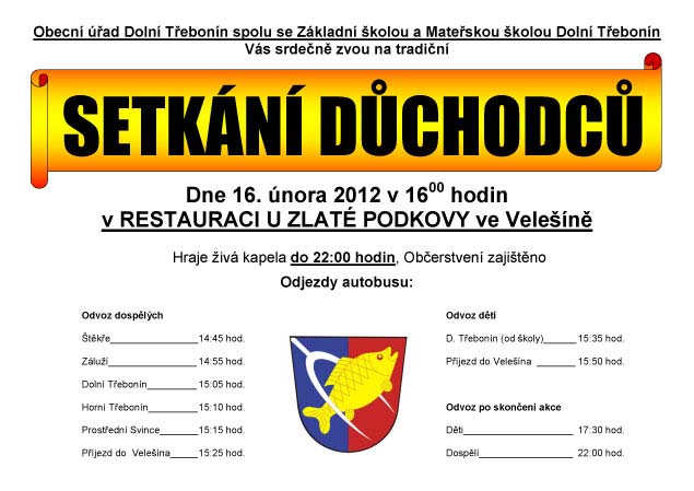 Setkání důchodců, Restaurace U zlaté podkovy Velešín 16.2.2012