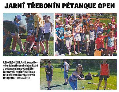 Jarní Třebonín Petanque Open, Českokrumlovský deník 14.5.2012