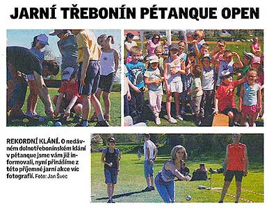 Jarní Třebonín Petanque Open, Českokrumlovský deník 14.5.2012