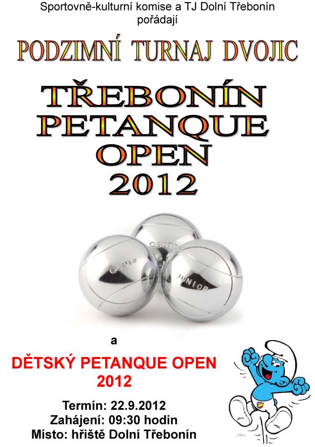 Podzimní Třebonín Petanque Open a Dětský Petanque Open 22.9.2012