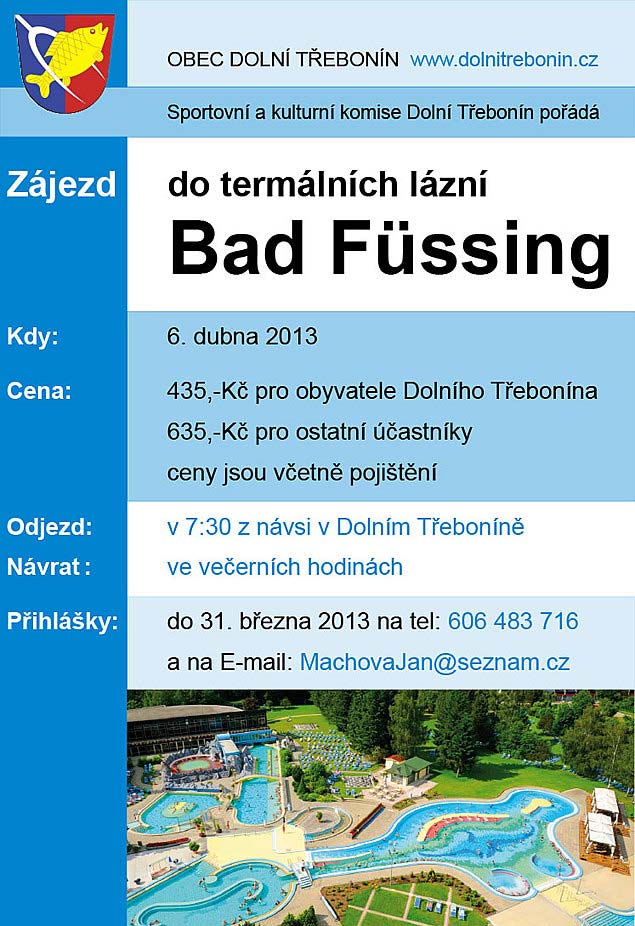 Zájezd do termálních lázní Bad Füssing 6. dubna 2013