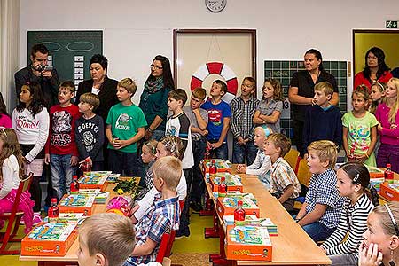 Zahájení školního roku 2014/2015 v Základní škole Dolní Třebonín, 1. září 2014, foto: Lubor Mrázek