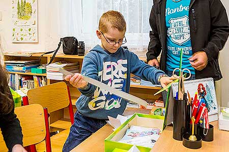 Zahájení školního roku 2014/2015 v Základní škole Dolní Třebonín, 1. září 2014, foto: Lubor Mrázek